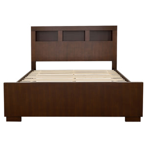 Savannah Wood Queen LED Storage Bookcase Bed Cappuccino