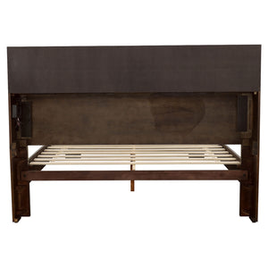 Savannah Wood Queen LED Storage Bookcase Bed Cappuccino