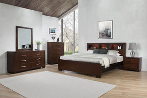 Savannah Wood Queen LED Storage Bookcase Bed Cappuccino