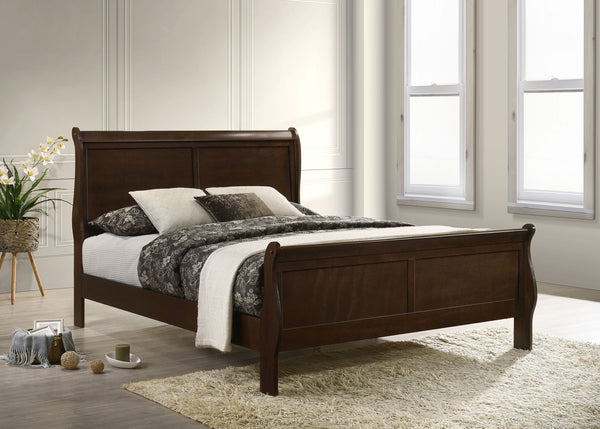 Vaughn Wood Queen Sleigh Bed Cappuccino