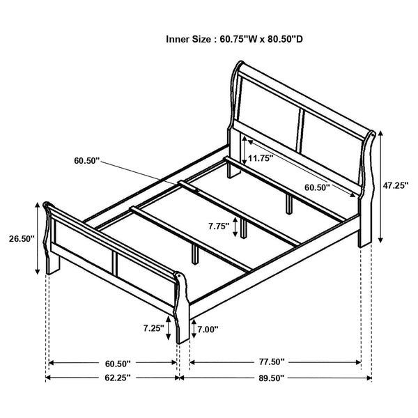 Vaughn Wood Queen Sleigh Bed Cappuccino