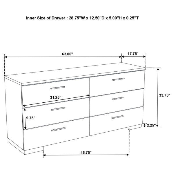 Leandro 5-Piece Queen Bedroom Set White High Gloss