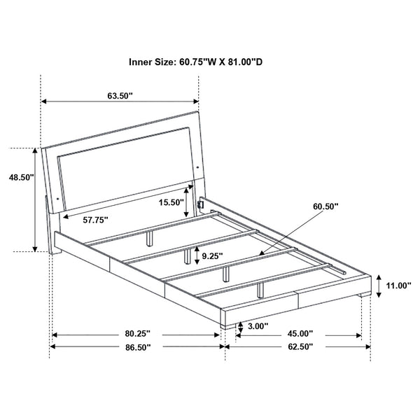 Lorenzo Wood Queen LED Panel Bed White High Gloss