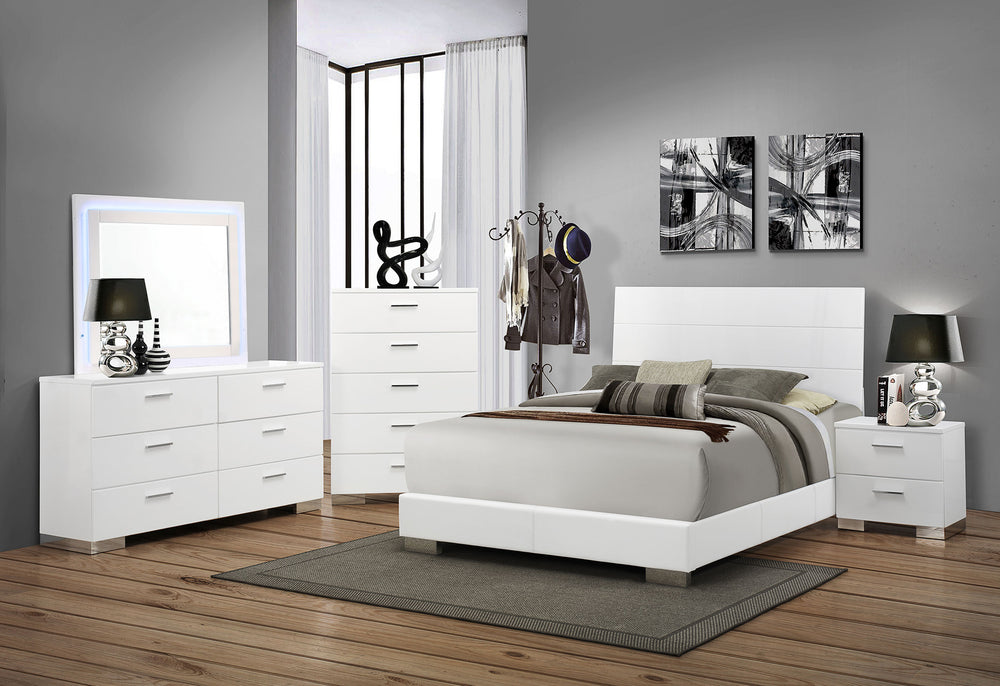 Lydia 5-piece Queen Bedroom Set White High Gloss