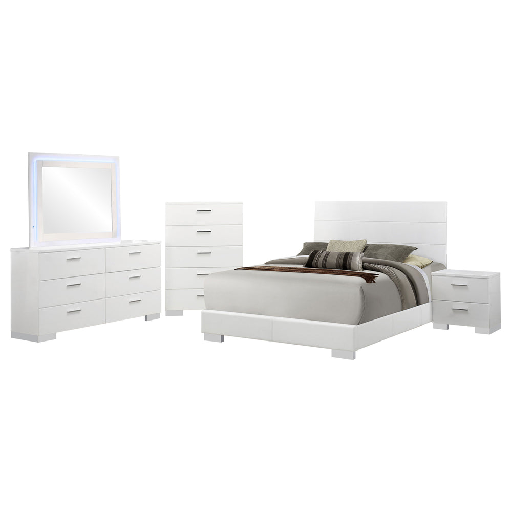 Lydia 5-piece Queen Bedroom Set White High Gloss