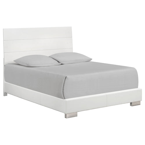 Genevieve Wood Queen Panel Bed White High Gloss