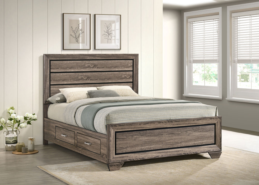 Radcliffe Wood Queen Storage Panel Bed Washed Taupe