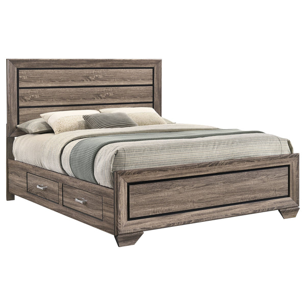 Radcliffe Wood Queen Storage Panel Bed Washed Taupe