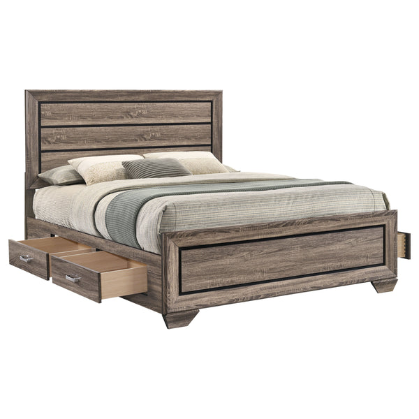 Radcliffe Wood Queen Storage Panel Bed Washed Taupe