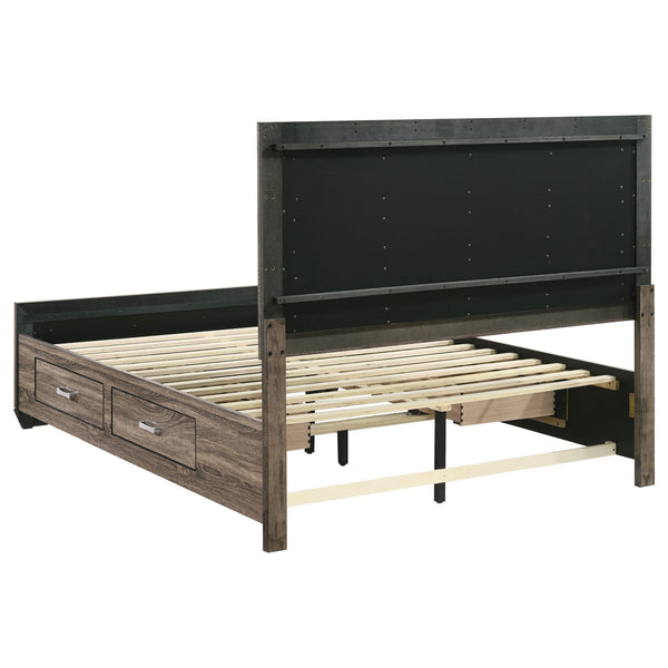 Radcliffe Wood Queen Storage Panel Bed Washed Taupe