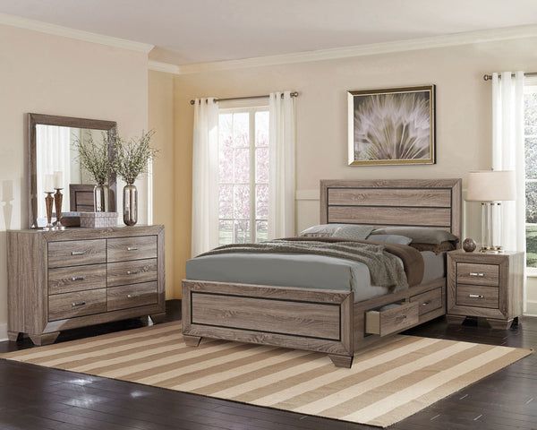 Radcliffe Wood Queen Storage Panel Bed Washed Taupe