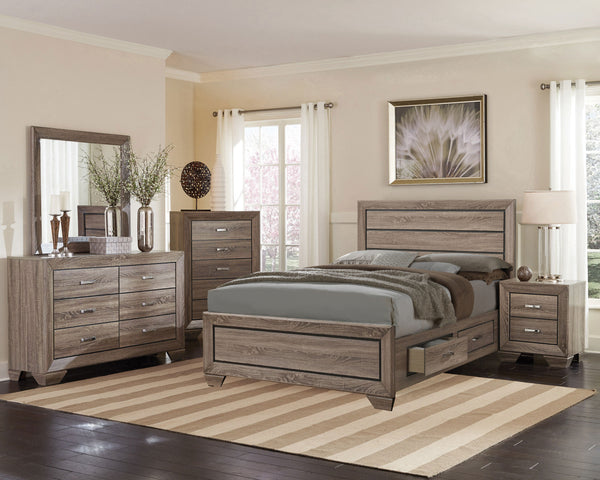 Radcliffe Wood Queen Storage Panel Bed Washed Taupe