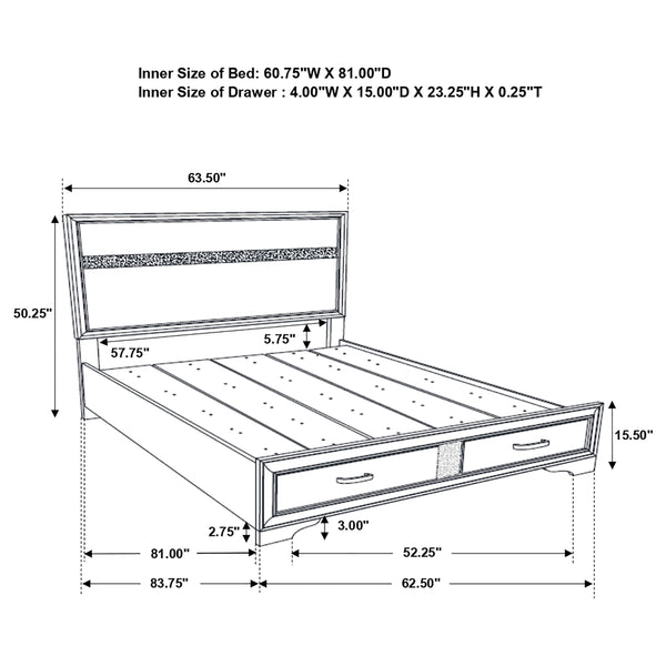 Bennett 51-inch Wood Queen Storage Panel Bed White