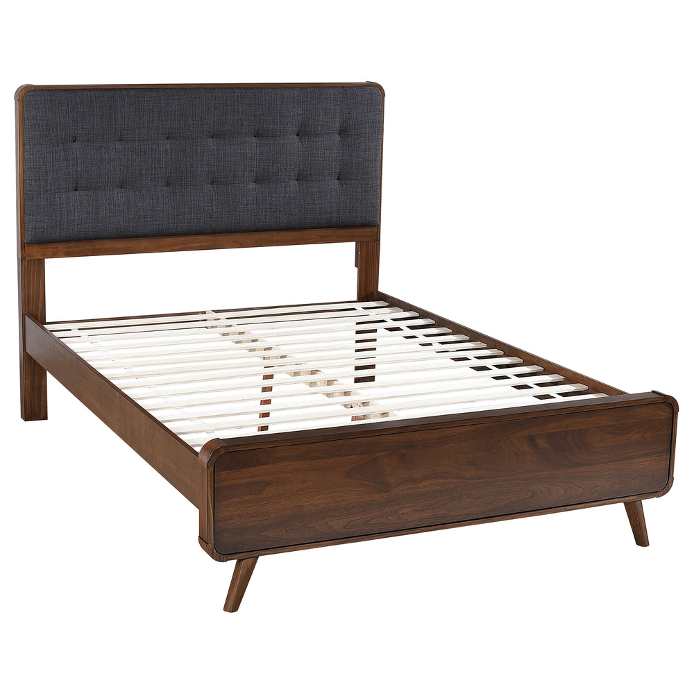 Camilla Wood Queen Platform Bed Dark Walnut