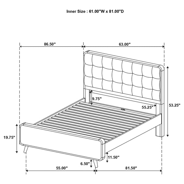 Camilla Wood Queen Platform Bed Dark Walnut