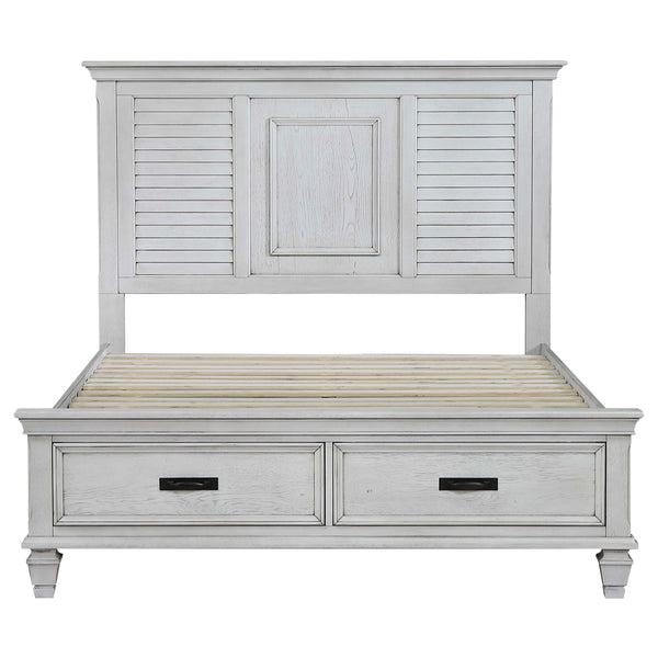 Caleb Wood Queen Storage Panel Bed Distressed White