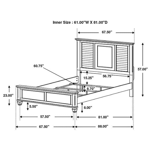 Maverick Wood Queen Panel Bed Distressed White