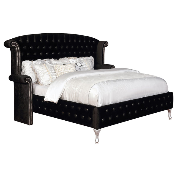 Adeline Upholstered Queen Wingback Bed Black