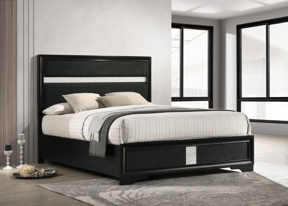 Cassius 54-Inch Upholstered Queen Panel Bed Black