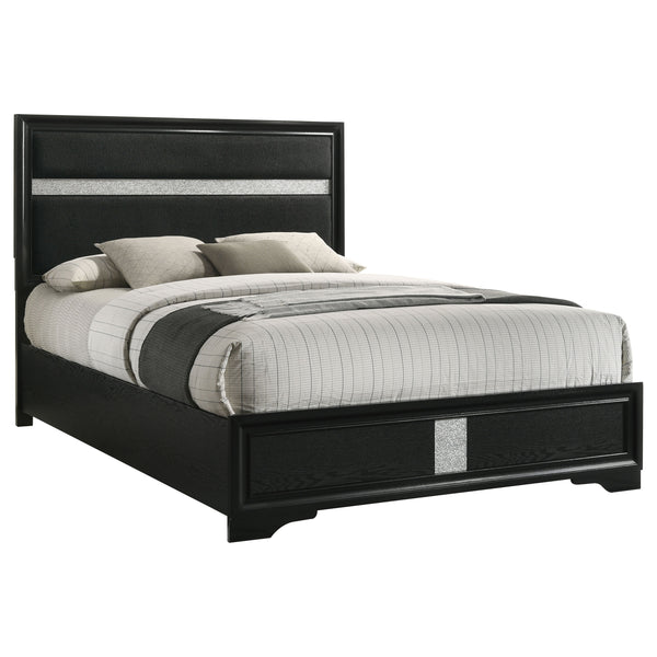 Cassius 54-Inch Upholstered Queen Panel Bed Black