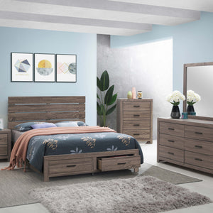 Windsor Wood Queen Storage Panel Bed Barrel Oak