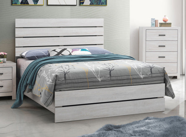 Chester Wood Queen Panel Bed Coastal White