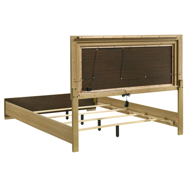 Tanner Wood Queen LED Panel Bed Natural and White