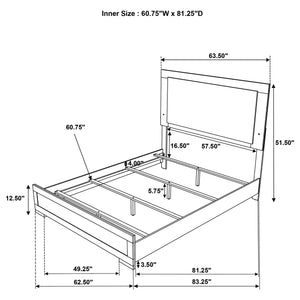 Alaric Queen Panel Bed LED Headboard White High Gloss