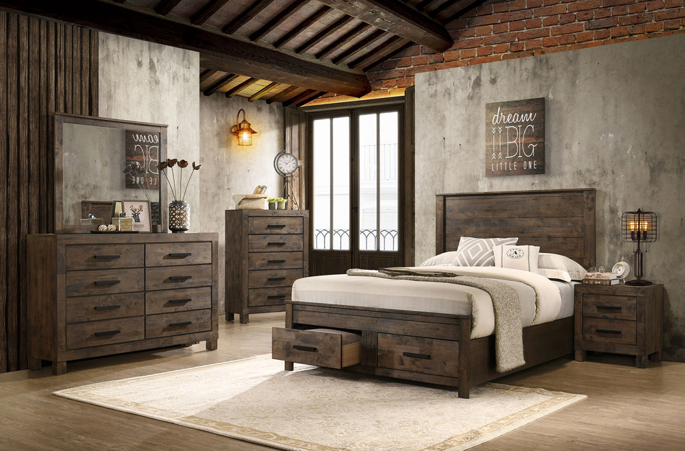 Everest 5-Piece Queen Bedroom Set Rustic Golden Brown