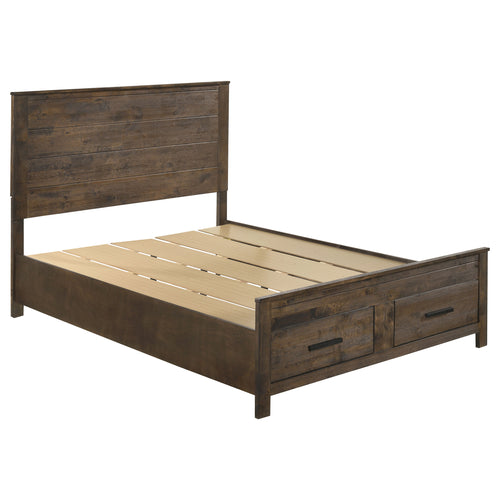 Halstead Wood Queen Storage Panel Bed Rustic Golden Brown