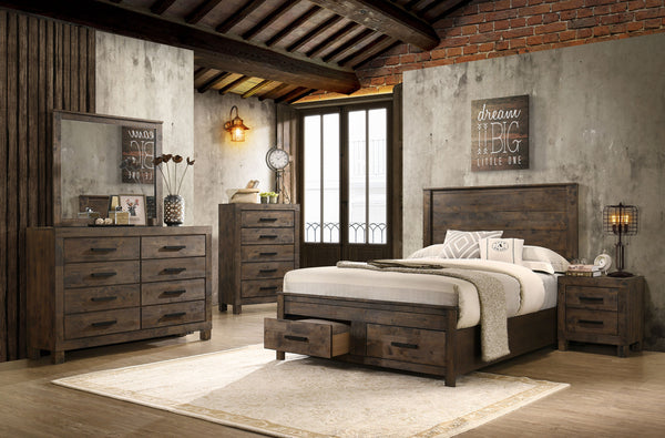 Halstead Wood Queen Storage Panel Bed Rustic Golden Brown