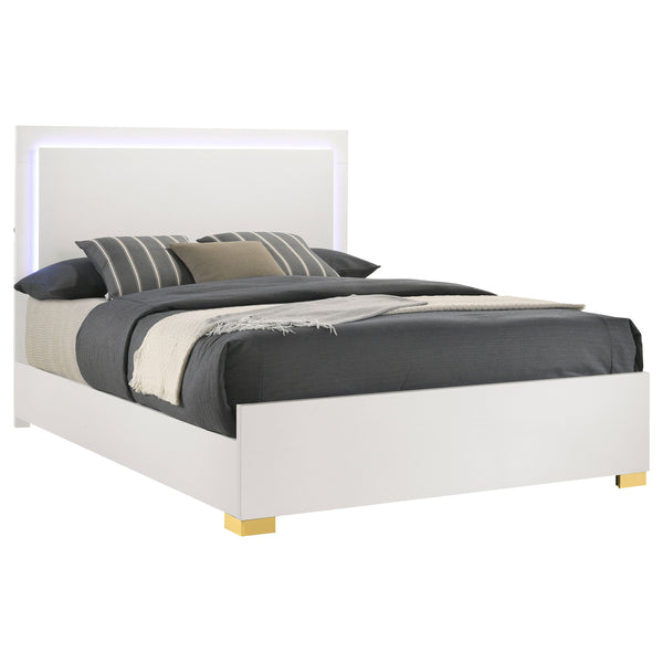 Sylvia Wood Queen LED Panel Bed White