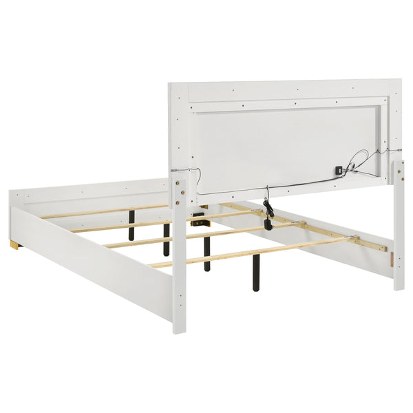 Sylvia Wood Queen LED Panel Bed White