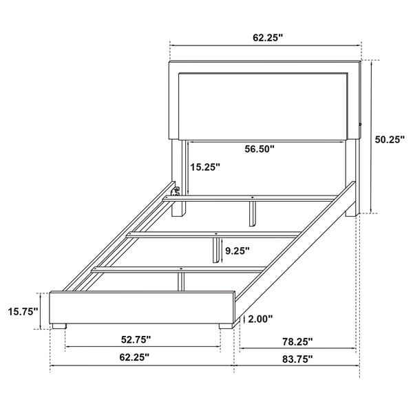 Sylvia Wood Queen LED Panel Bed White