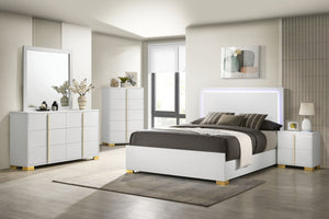 Sylvia Wood Queen LED Panel Bed White