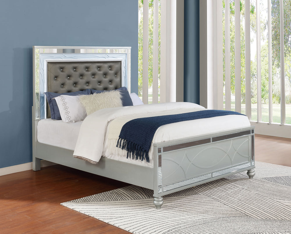 Montclair Wood Queen LED Panel Bed Silver Metallic