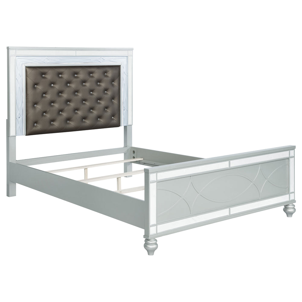 Montclair Wood Queen LED Panel Bed Silver Metallic