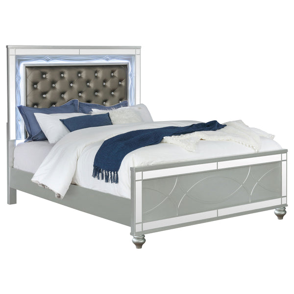 Montclair Wood Queen LED Panel Bed Silver Metallic