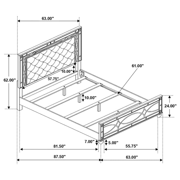 Montclair Wood Queen LED Panel Bed Silver Metallic