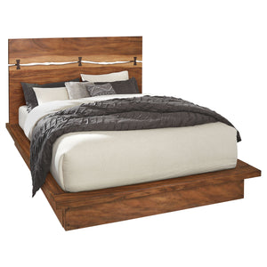 Everett Wood Queen Panel Bed Smokey Walnut and Coffee Bean