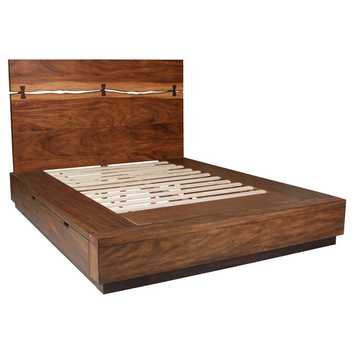 Jasper Wood Queen Storage Panel Bed Smokey Walnut