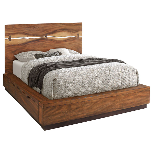 Jasper Wood Queen Storage Panel Bed Smokey Walnut