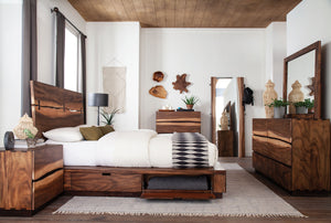 Jasper Wood Queen Storage Panel Bed Smokey Walnut