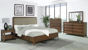 Thorne 57-Inch Upholstered Queen Panel Bed Walnut