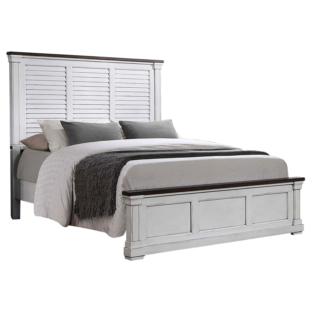 Brockwood Wood Queen Panel Bed Distressed White