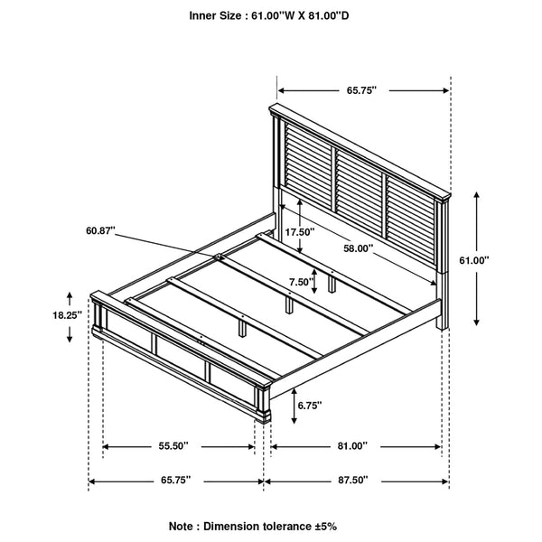 Brockwood Wood Queen Panel Bed Distressed White