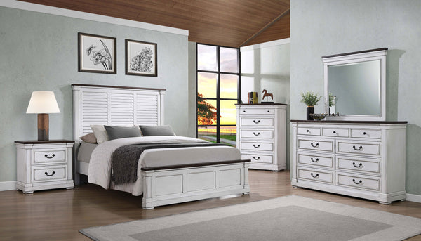 Brockwood Wood Queen Panel Bed Distressed White