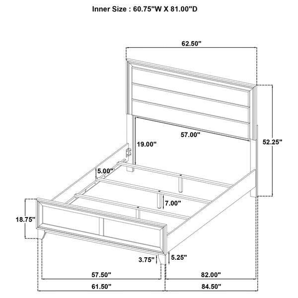 Alistair 50-Inch Upholstered Queen Bed Walnut