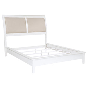 Lucian 56-Inch Upholstered Queen Panel Bed White