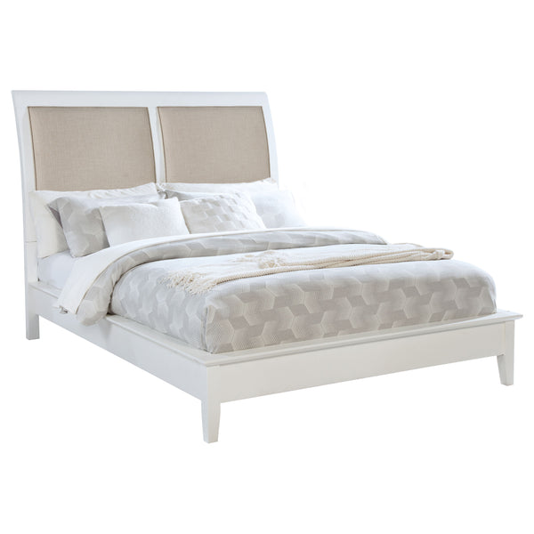 Lucian 56-Inch Upholstered Queen Panel Bed White